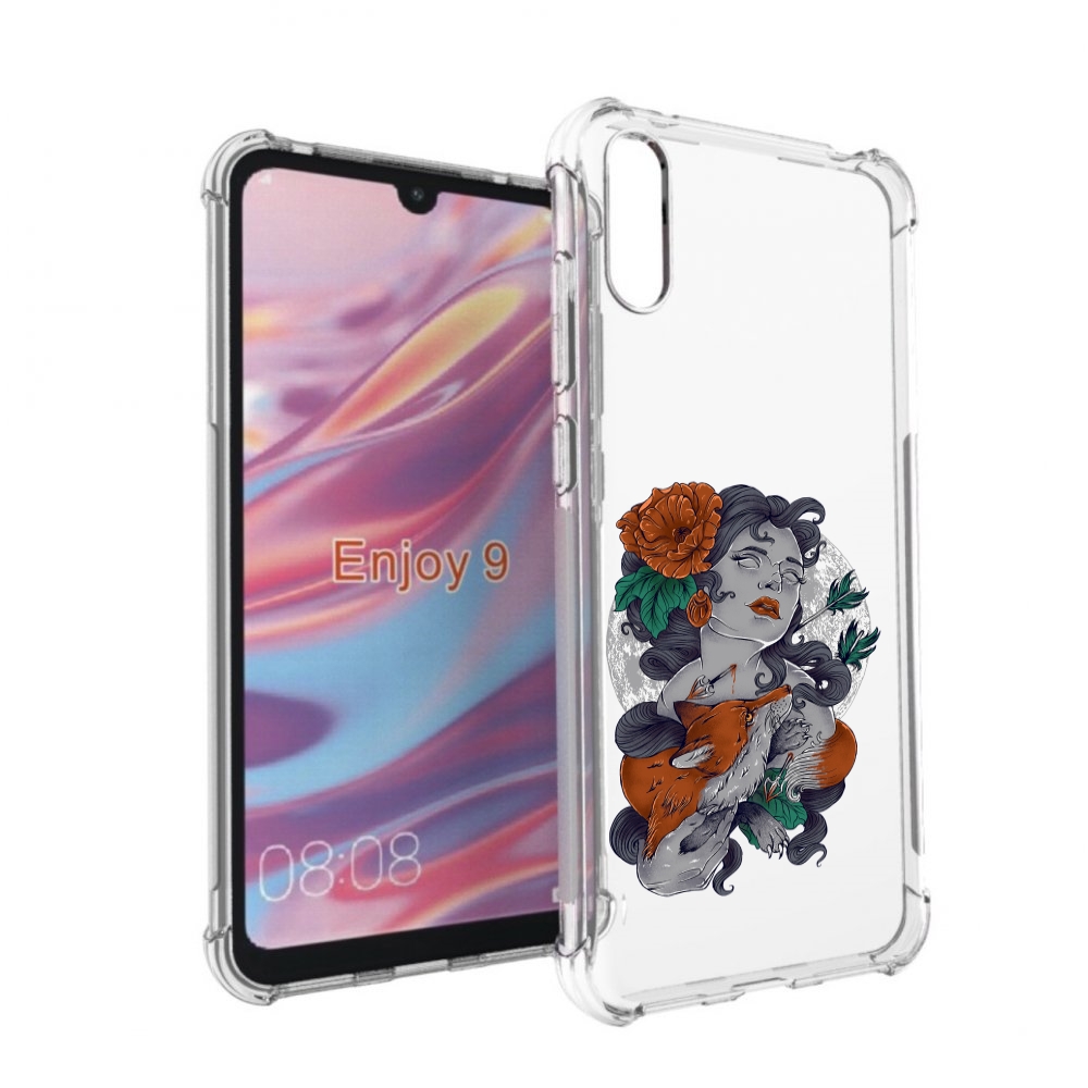 

Чехол бампер MyPads темная девушка с лисой для Huawei Enjoy 9., Прозрачный, Tocco