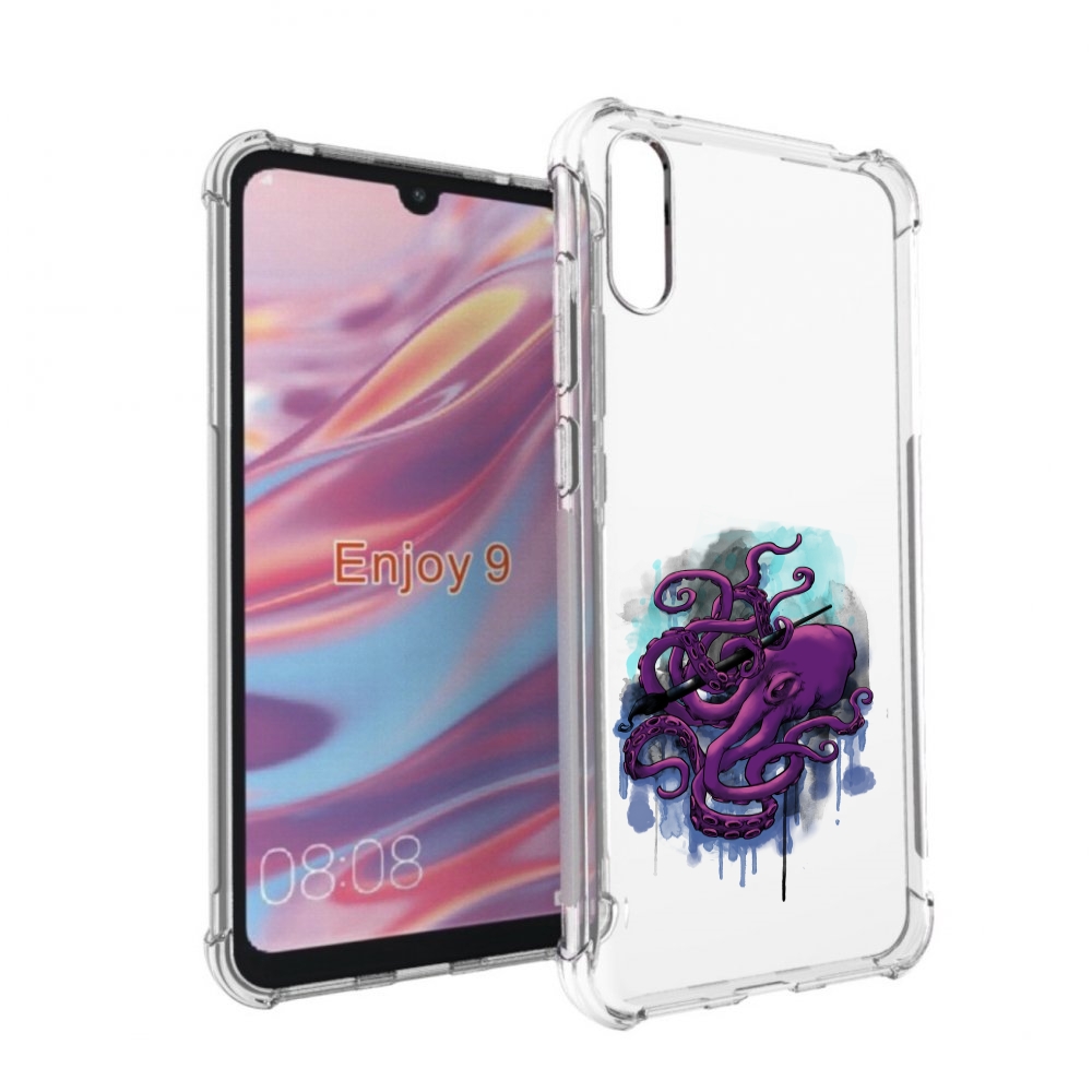 

Чехол бампер MyPads фиолетовый осьминог для Huawei Enjoy 9., Прозрачный, Tocco