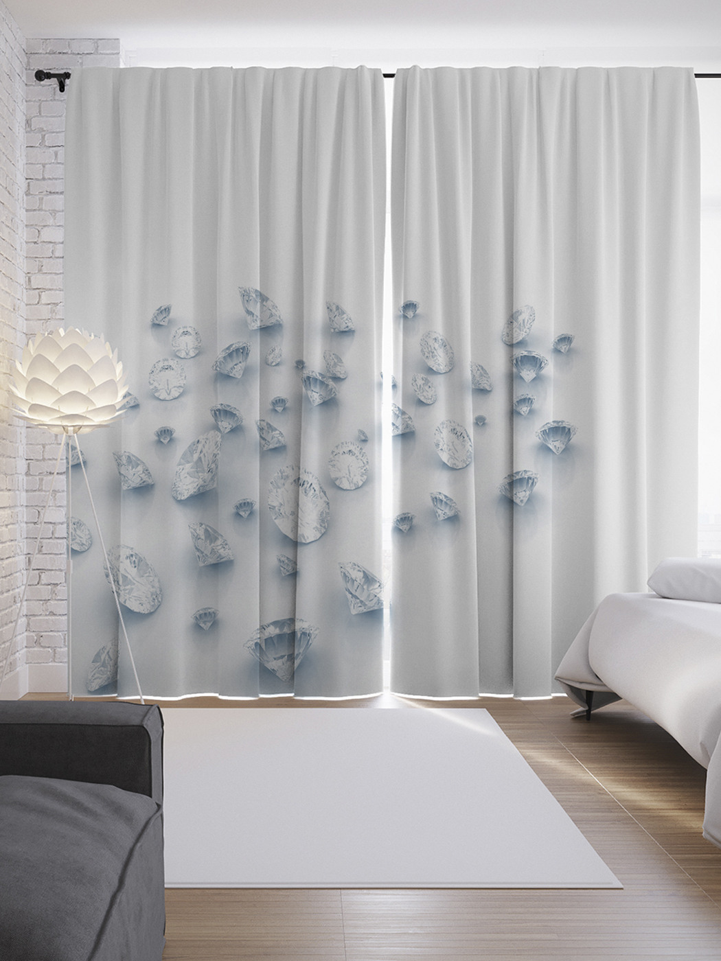 

Шторы JoyArty с фотопечатью "Россыпь бриллиантов" из сатена, 290х265 см, Россыпь бриллиантов