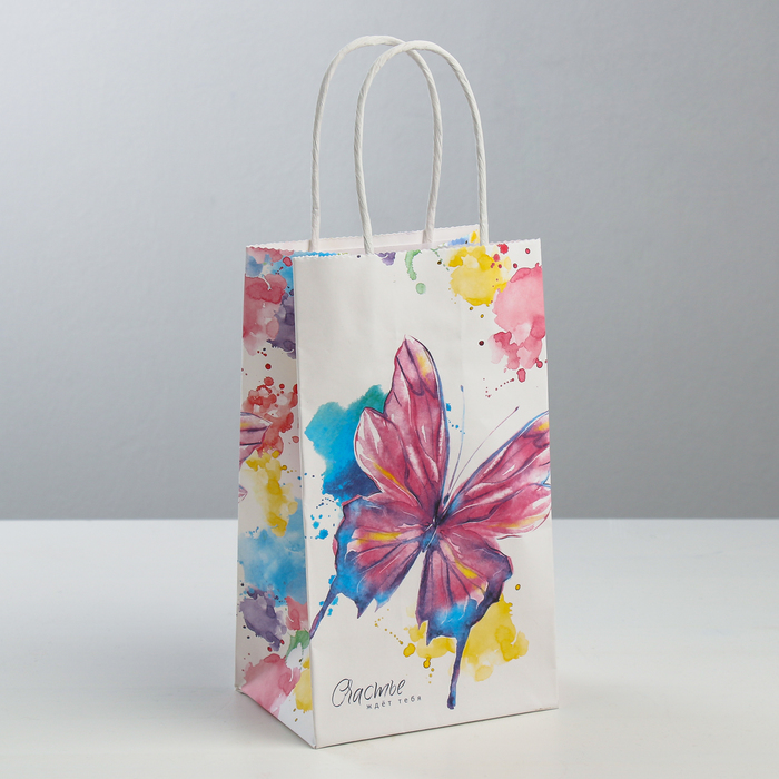 

Пакет Дарите Счастье Счастье ждёт тебя 12  21  9 см, Белый