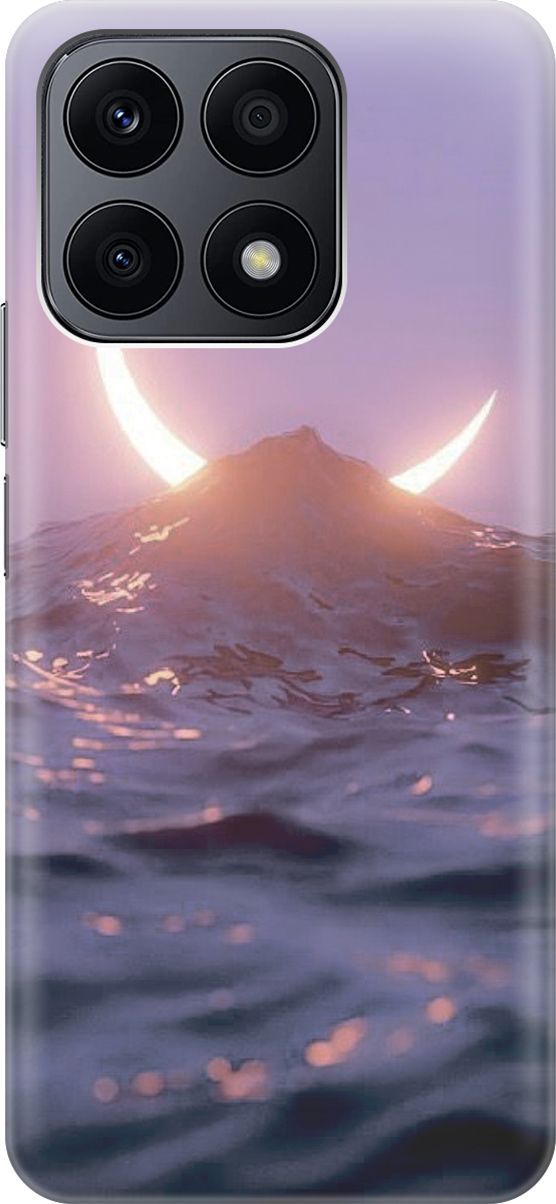 

Силиконовый чехол на Honor X8a с принтом "Месяц и море", Желтый;розовый, 158888