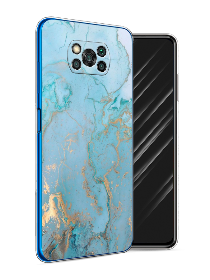 

Чехол Awog на Poco X3 NFC "Голубой мрамор рисунок", Разноцветный, 39250-3