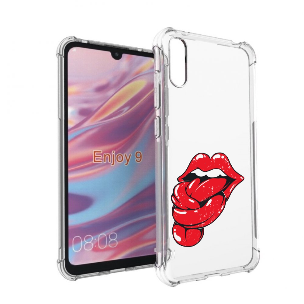 

Чехол бампер MyPads яркие губы с языком для Huawei Enjoy 9., Прозрачный, Tocco