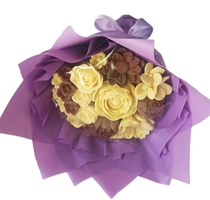 

Шоколадный букет ShokoTrendy из цветов белый молочный шоколад, 300 г, Шоколадные цветы букет