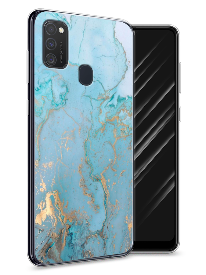 

Чехол Awog на Samsung Galaxy M21 "Голубой мрамор рисунок", Разноцветный, 29750-3