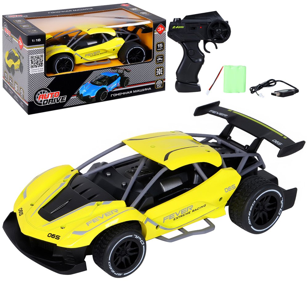 

Р/У металлическая машина AUTO DRIVE до 15км/ч, М1:16, 2.4GHz, 4 канала, желтый, JB0404387