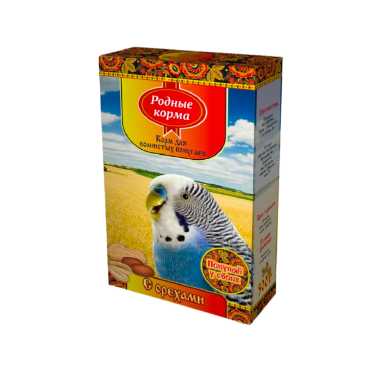 Сухой корм для волнистых попугаев Родные Сухой корма с орехами, 3 шт по 500 г