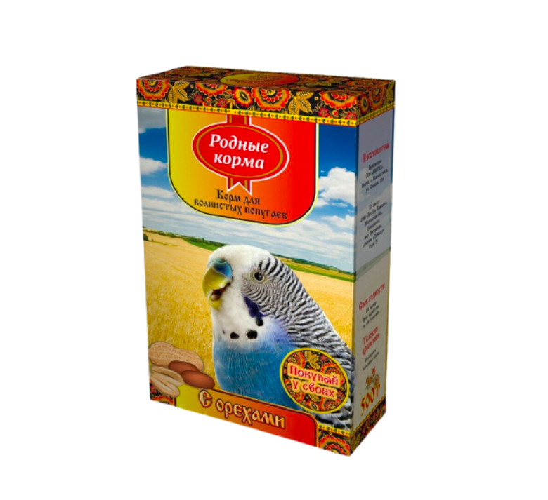Сухой корм для волнистых попугаев Родные корма с орехами, 6 шт по 500 г