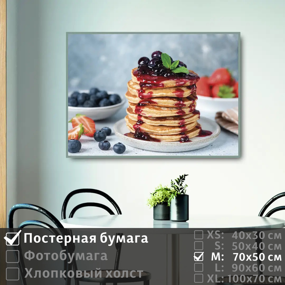 

Постер на стену ПолиЦентр Блины на завтрак в кофейне 70х50 см, БлиныНаЗавтракВКофейне