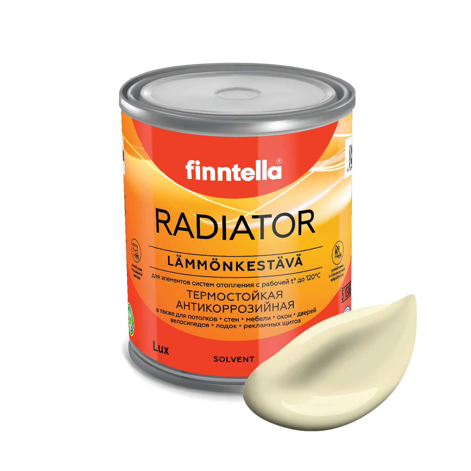 

Краска RADIATOR, IVORY Светло-жёлтый, 0,9л, Желтый, RADIATOR специализированная для батарей и радиаторов отопления