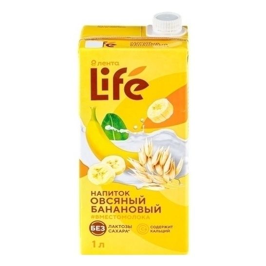 Напиток овсяный Лента Life банановый 3% 1 л