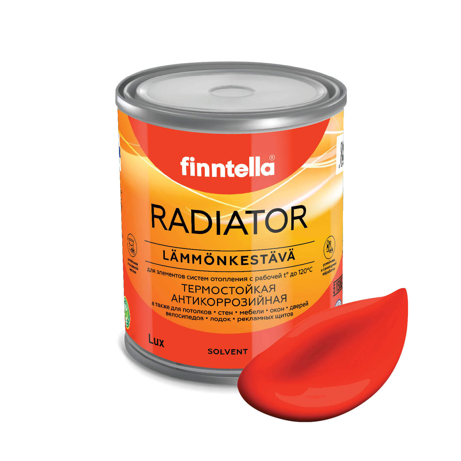 

Краска RADIATOR, PUNA AURINKO закатный красный, 0,9л, RADIATOR специализированная для батарей и радиаторов отопления