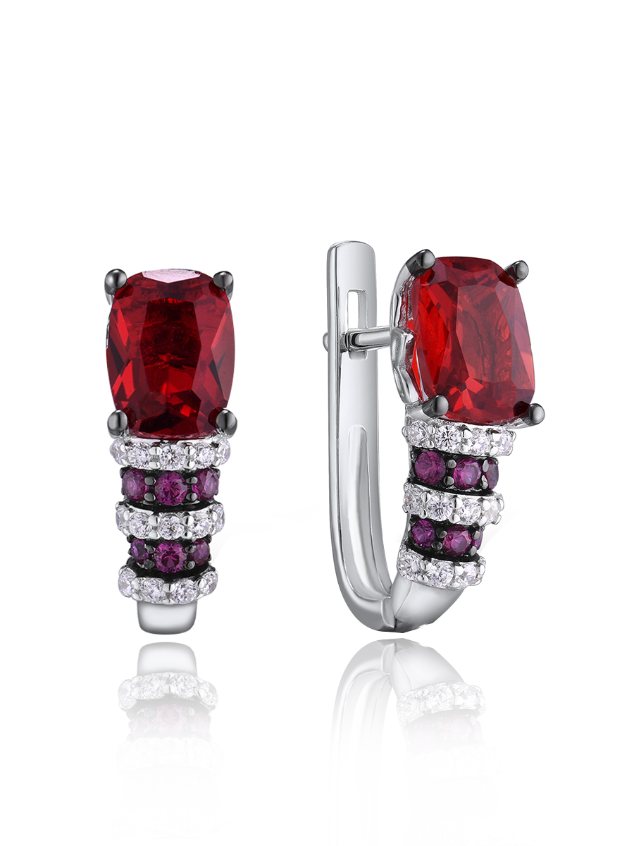 

Серьги из серебра VALTERA 117577, циркон/рубин искусственный, 117577