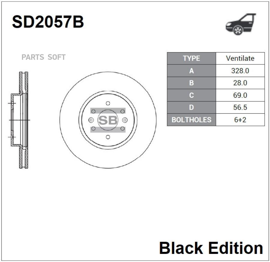 

SANGSIN BRAKE SD2057B Диск тормозной SD2057B (51712-2J000) Black Edition