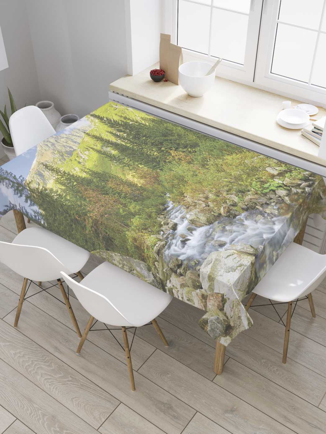 фото Скатерть прямоугольная joyarty "горный ручей" из оксфорда, 180x145 см