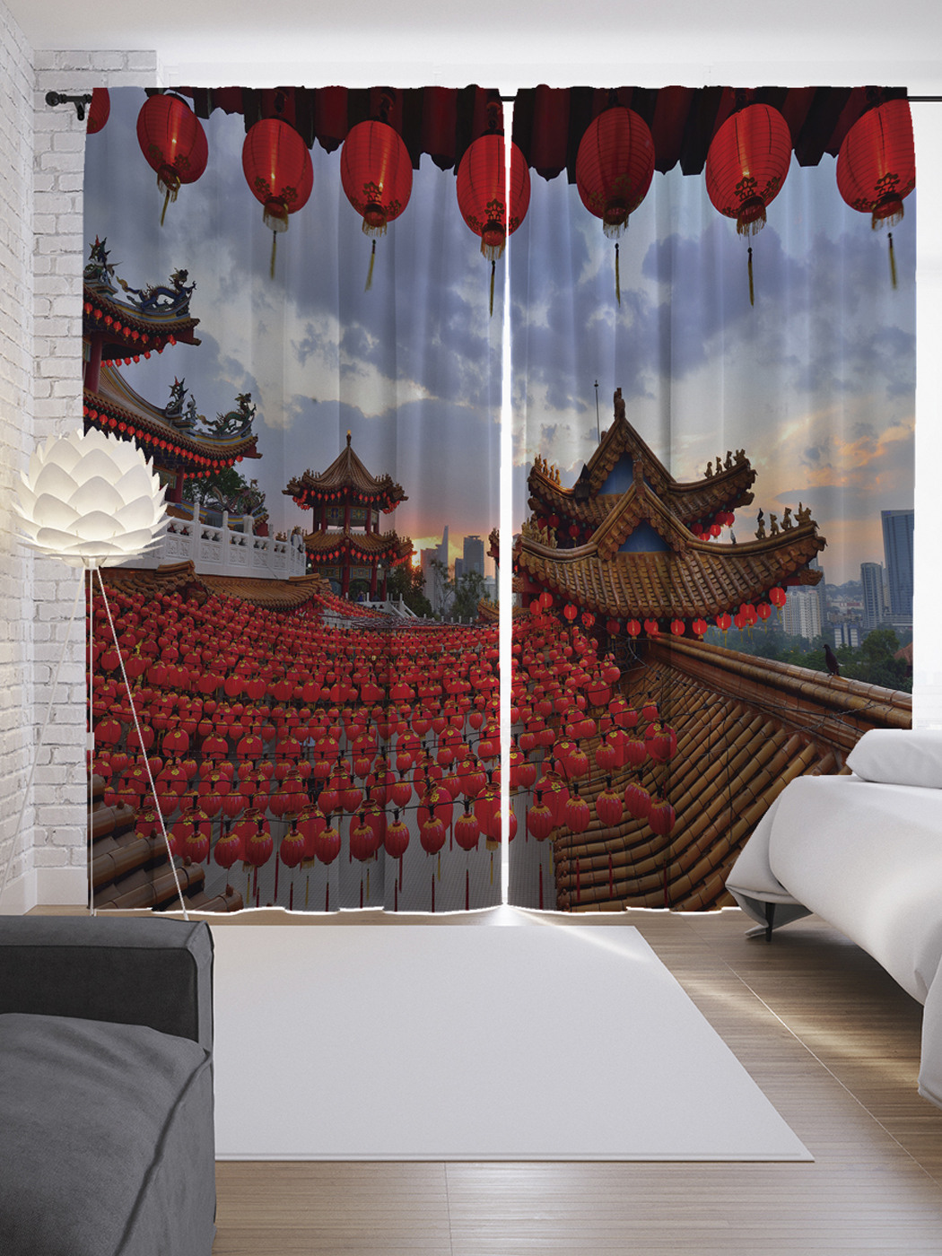 фото Шторы joyarty с фотопечатью "японские выступления" из сатена, 290х265 см