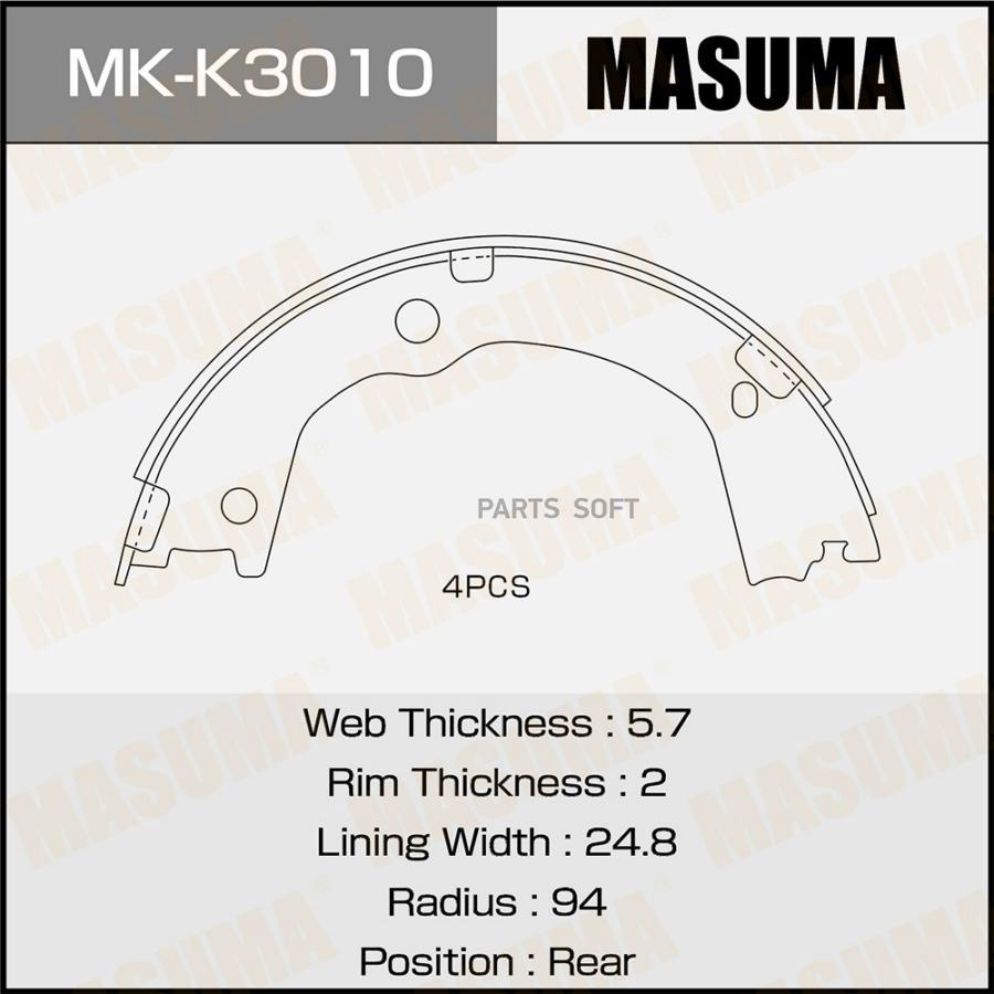 

Колодки барабанные MASUMA парковочные [к-т 4шт] SSANGYONG ACTYON II 10-18 (1/12)