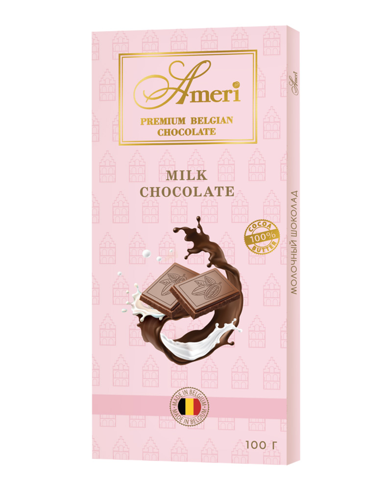 Шоколадная плитка Ameri Молочный шоколад, 100 г х 4 шт