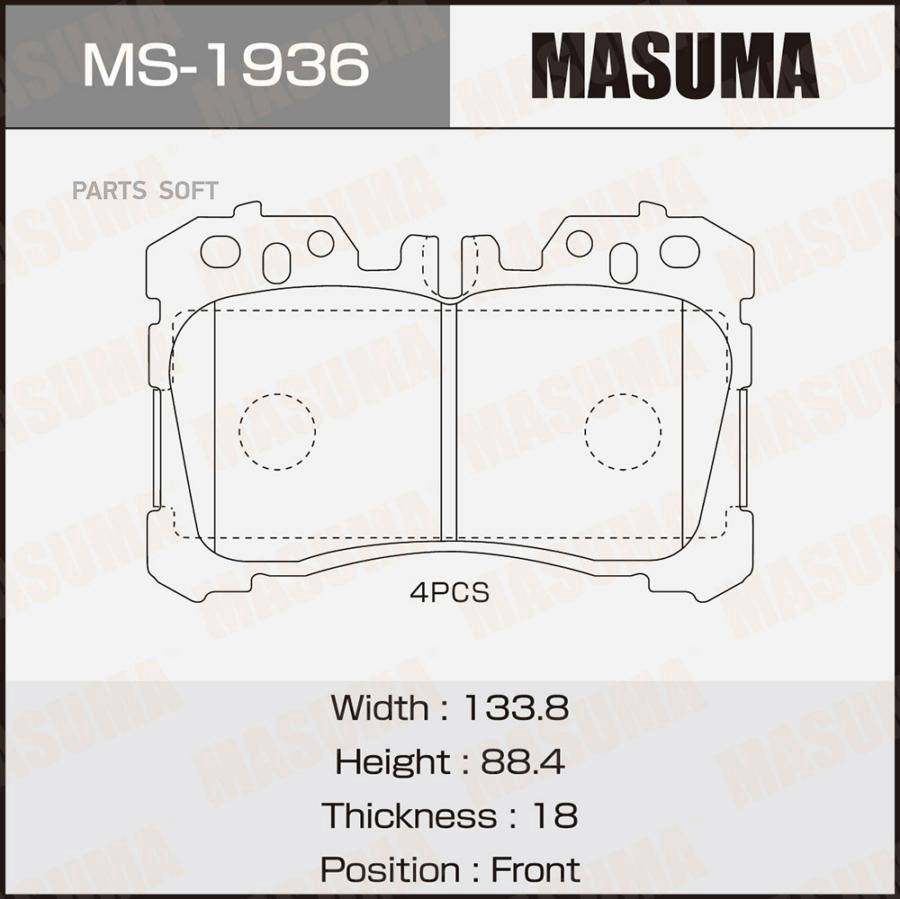 

Тормозные колодки MASUMA передние дисковые MS1936