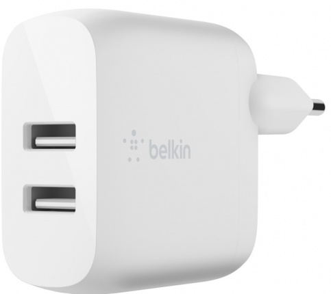 фото Сзу belkin 24вт,2xusb, кабель ltg/usb-a, белый (wcd001vf1mwh)