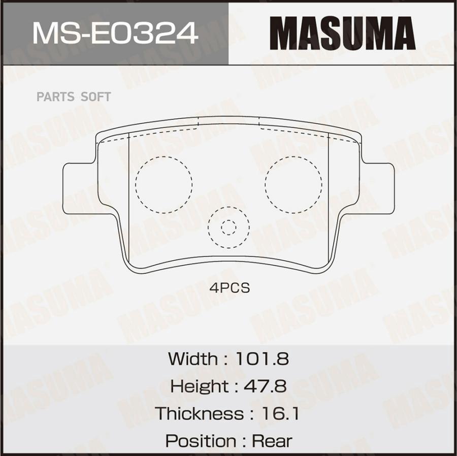 

Тормозные колодки MASUMA задние дисковые MSE0324
