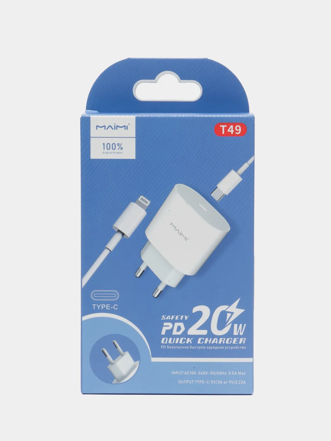

Сетевое зарядное устройство Maimi T49 type-c - type-c 1xUSB Type-C 0.5 А, T49