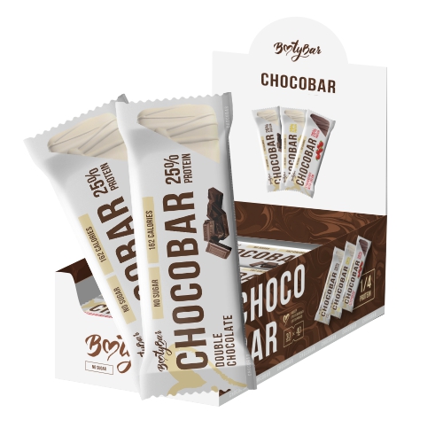 фото Протеиновый батончик глазированный bootybar chocobar "двойной шоколад" (30 штук по 40 гр)