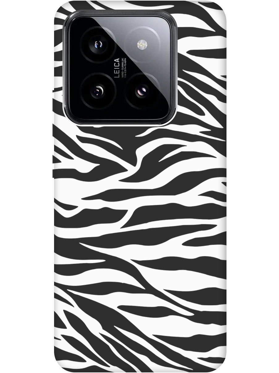 

Силиконовый чехол на Xiaomi 14 Pro с рисунком "Паттерн зебры" Soft Touch черный, 20012092