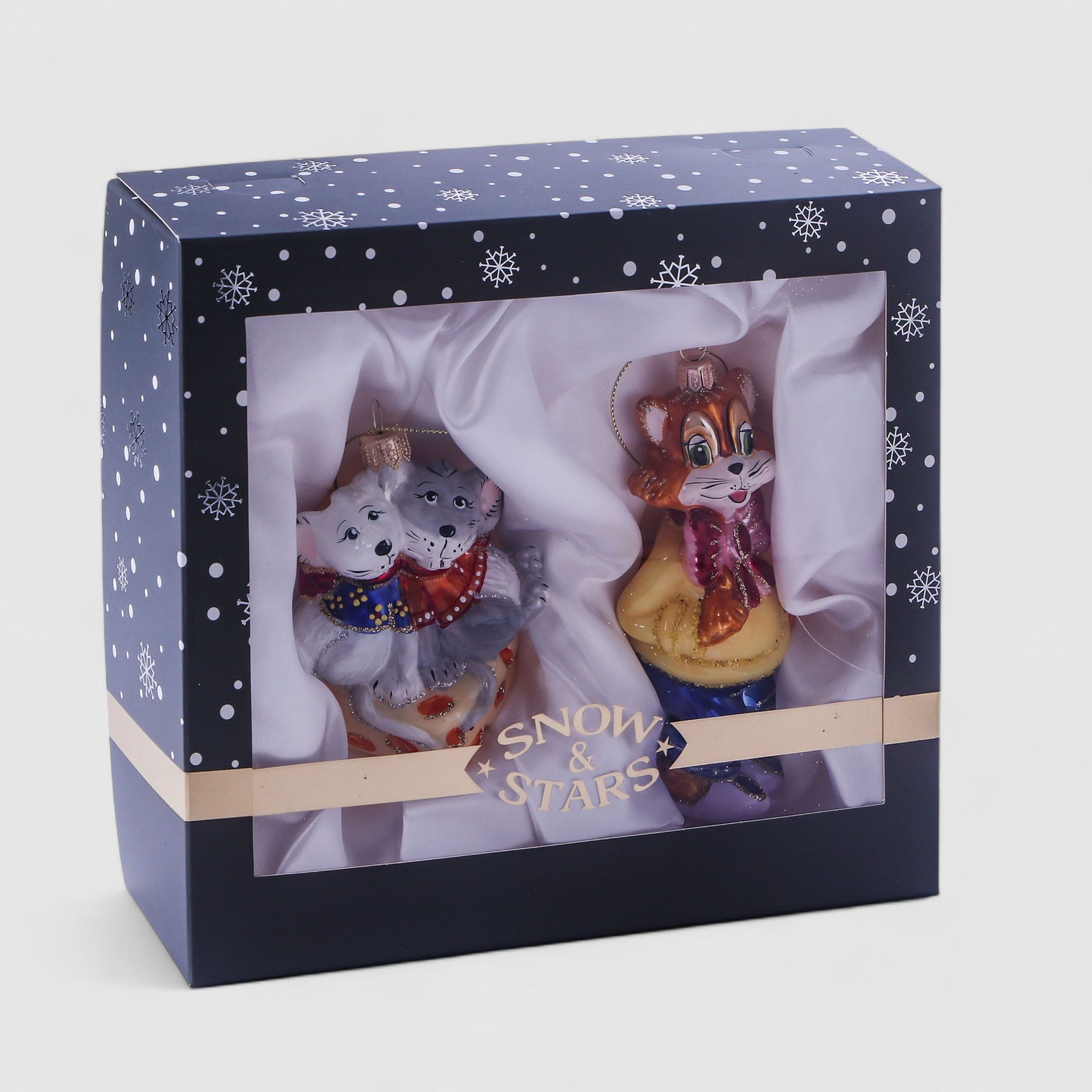 

Набор елочных игрушек Snow and Stars Кот Леопольд и мышата 2 шт