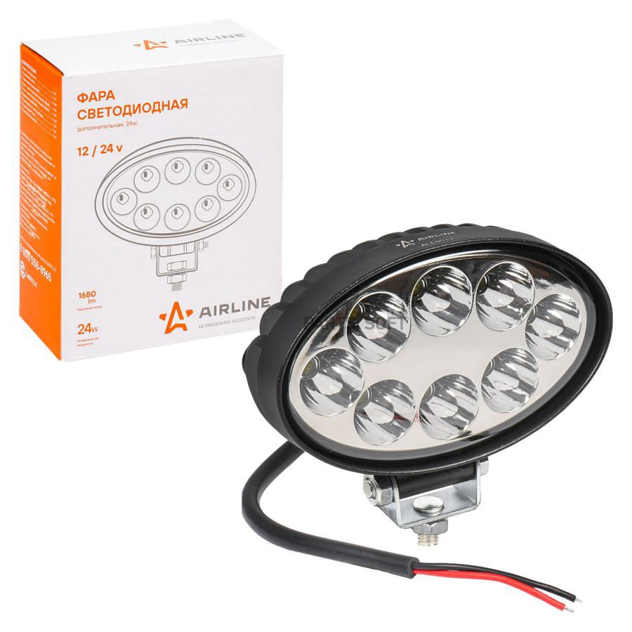 Фара светодиодная овальная, 8 led направленный свет, 24w, 140х86х55 12/24v