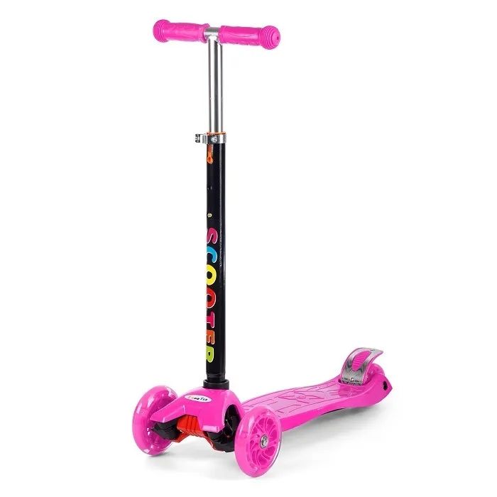 фото Самокат трехколесный scooter со светящимися колесами розовый а1092111