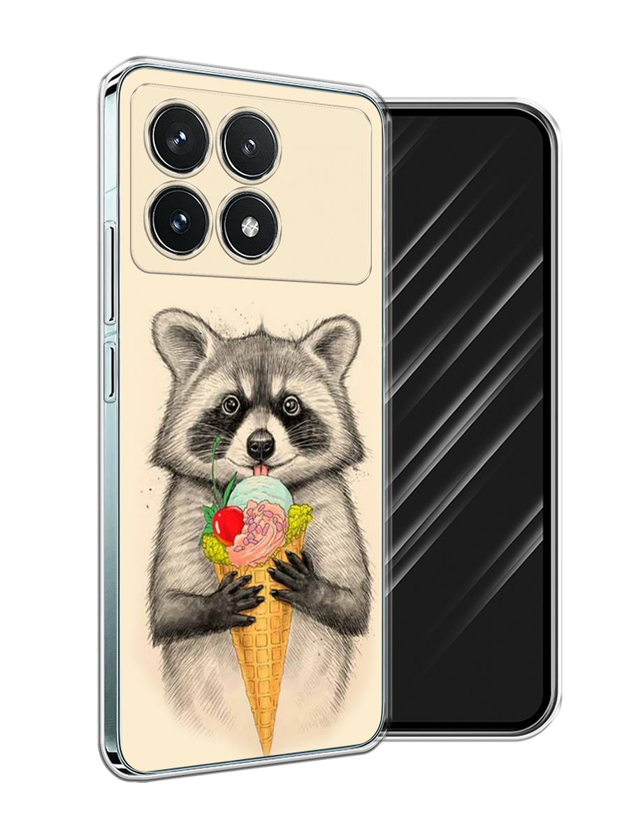 

Чехол Awog на Xiaomi Redmi K70 Pro 5G "Енот с мороженым", Бежевый;серый, 320750-1