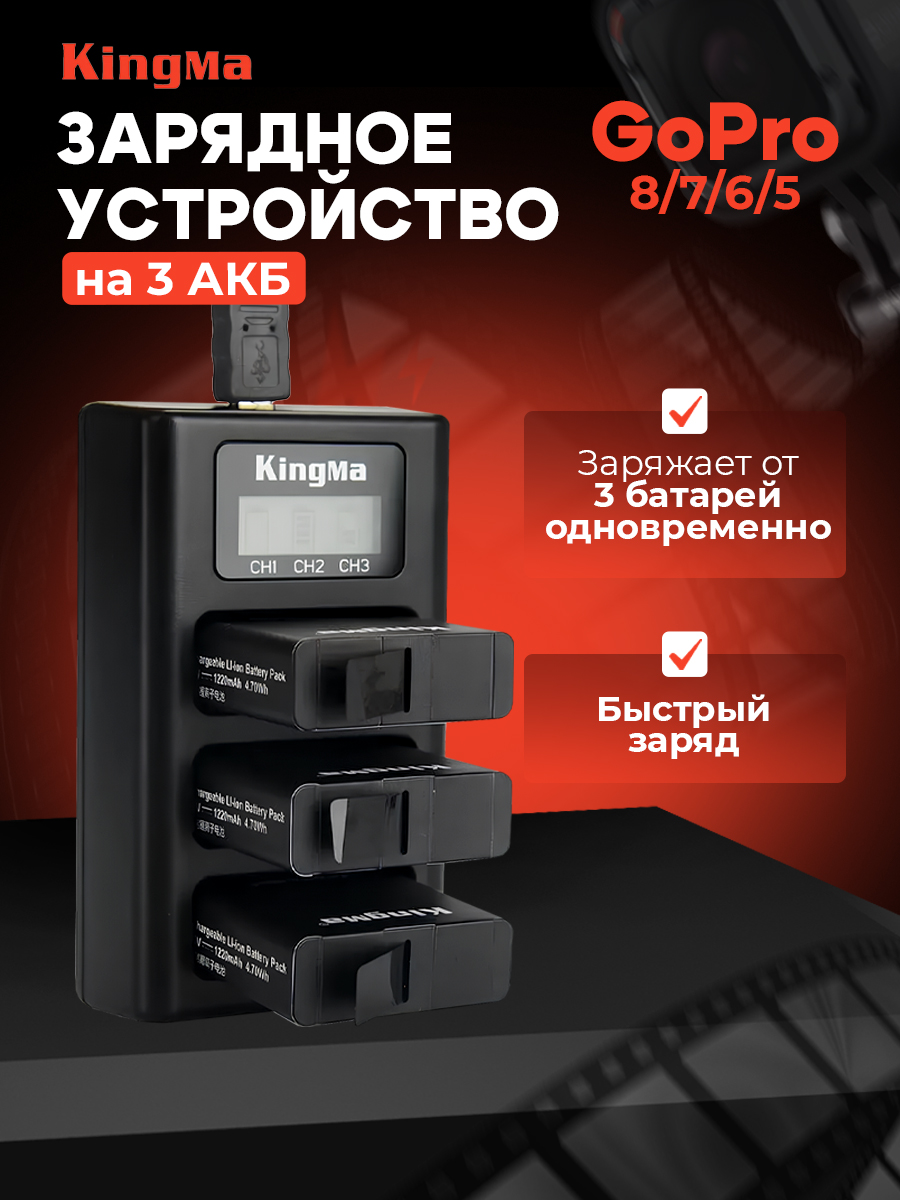 

Зарядное устройство KingMa BM043, Черный, BM043