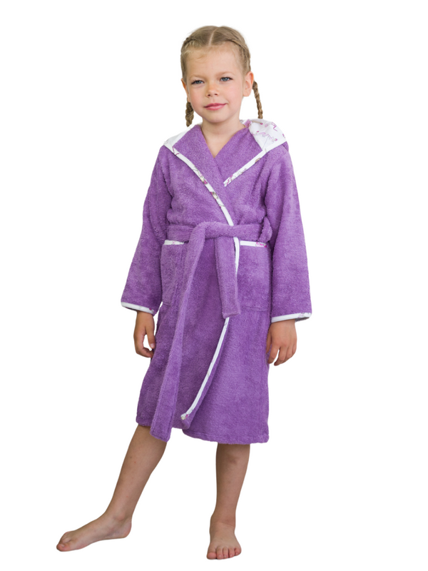 Халат для девочек Bio-Textiles DH цв. фиолетовый р. 122 купальник гимнастический с длинным рукавом с шортами лайкра фиолетовый 42