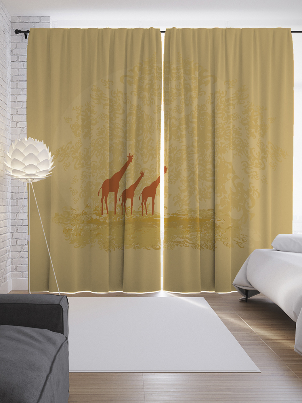 

Шторы JoyArty с фотопечатью "Солнечные жирафы" из сатена, 290х265 см, Солнечные жирафы