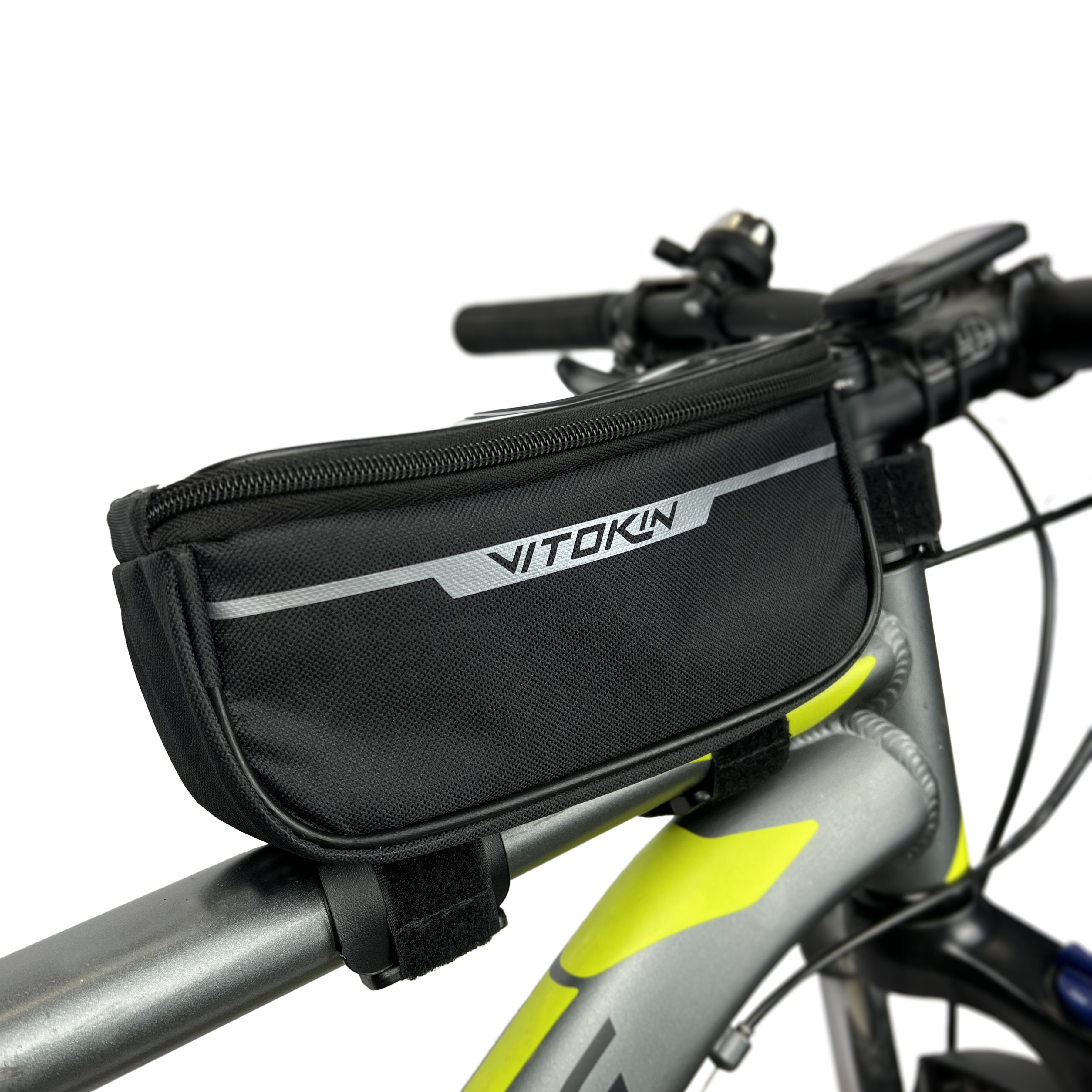 Велосумка на раму велосипеда для телефона и аксессуаров VITOKIN, черная