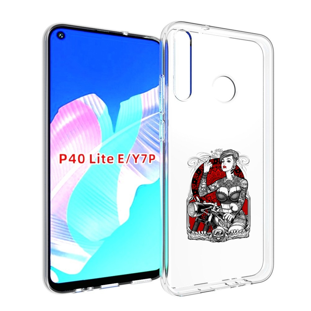 Чехол бампер MyPads девушка на мотоцикле для Huawei P40 Lite E.