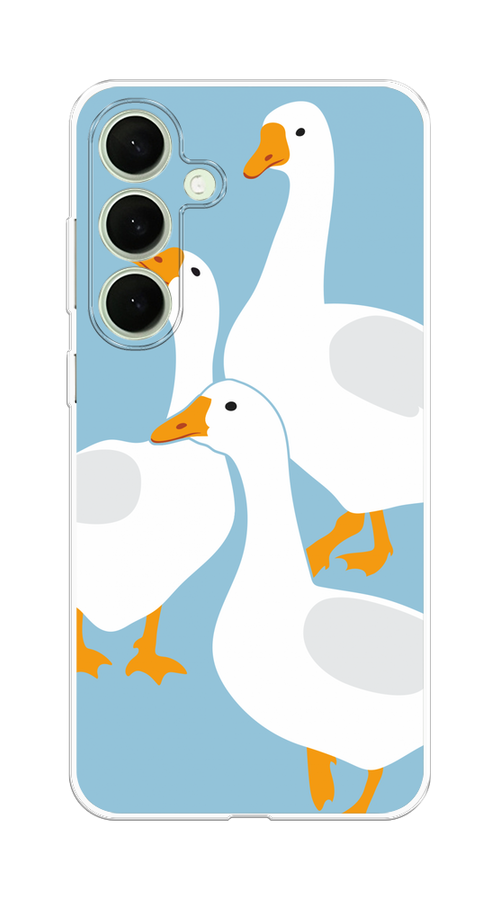 

Чехол на Samsung Galaxy S25 Plus "Гусиное трио", Голубой;белый;серый;желтый, 2110450-1