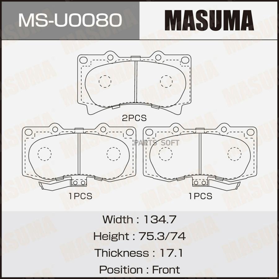 

Тормозные колодки MASUMA передние дисковые MSU0080