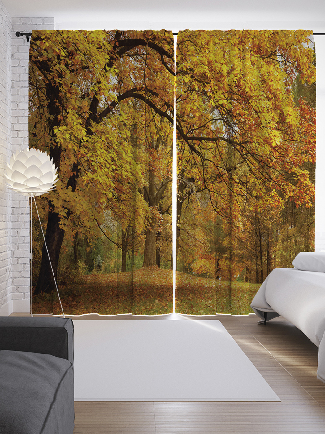 

Шторы JoyArty с фотопечатью "Желтеющий лес" из сатена, 290х265 см, Желтеющий лес