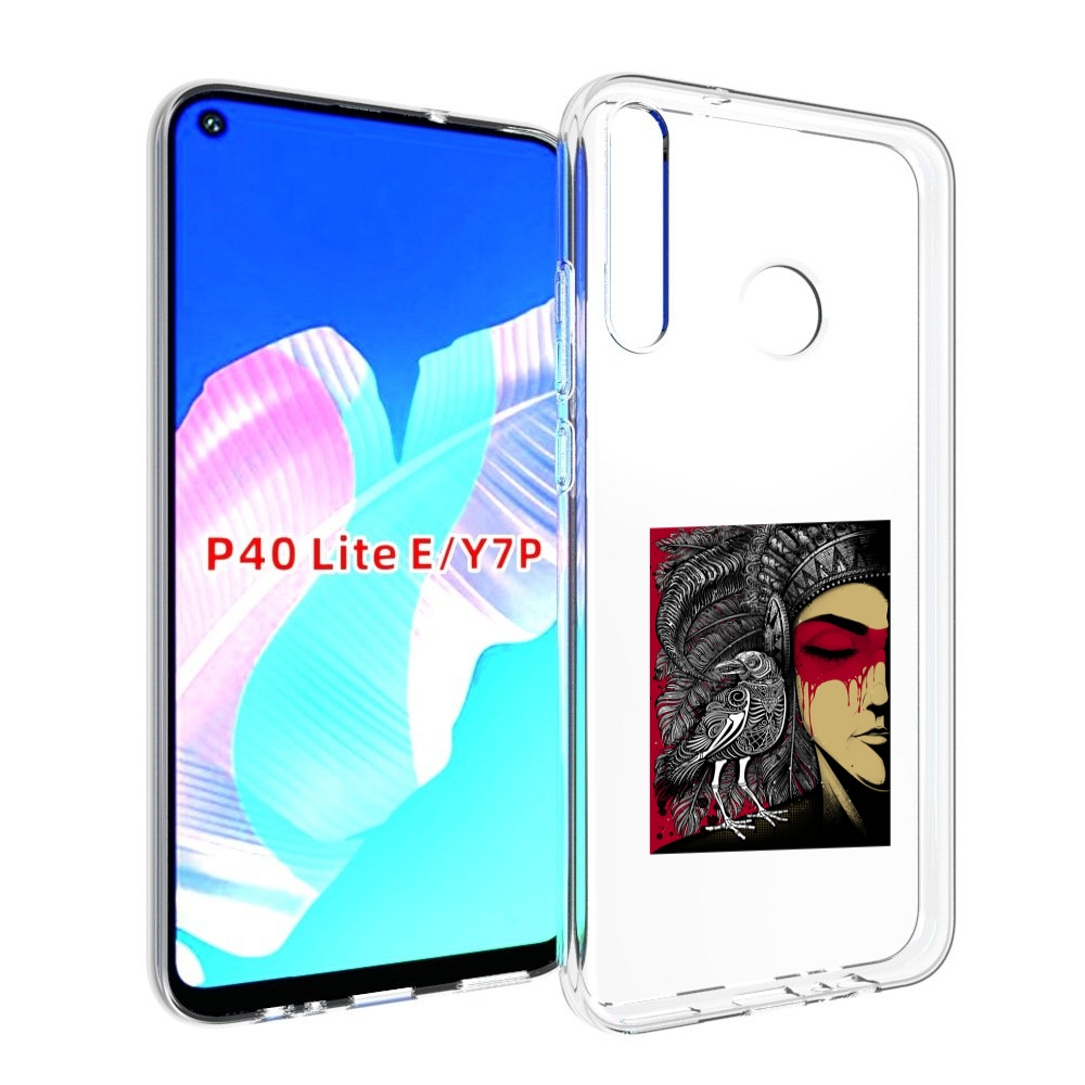 Чехол бампер MyPads девушка с вороном в абстракции для Huawei P4