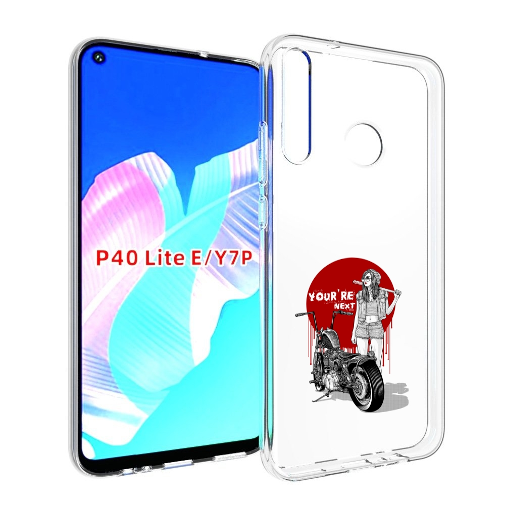 Чехол бампер MyPads девушка с мотоциклом для Huawei P40 Lite E.