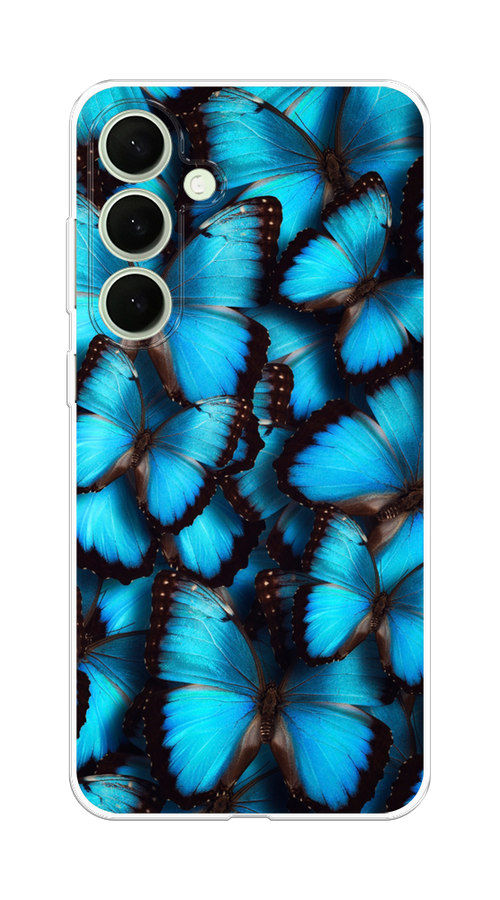 

Чехол на Samsung Galaxy S25 Plus "Тропическая бабочка 2", Голубой;черный, 2110450-1
