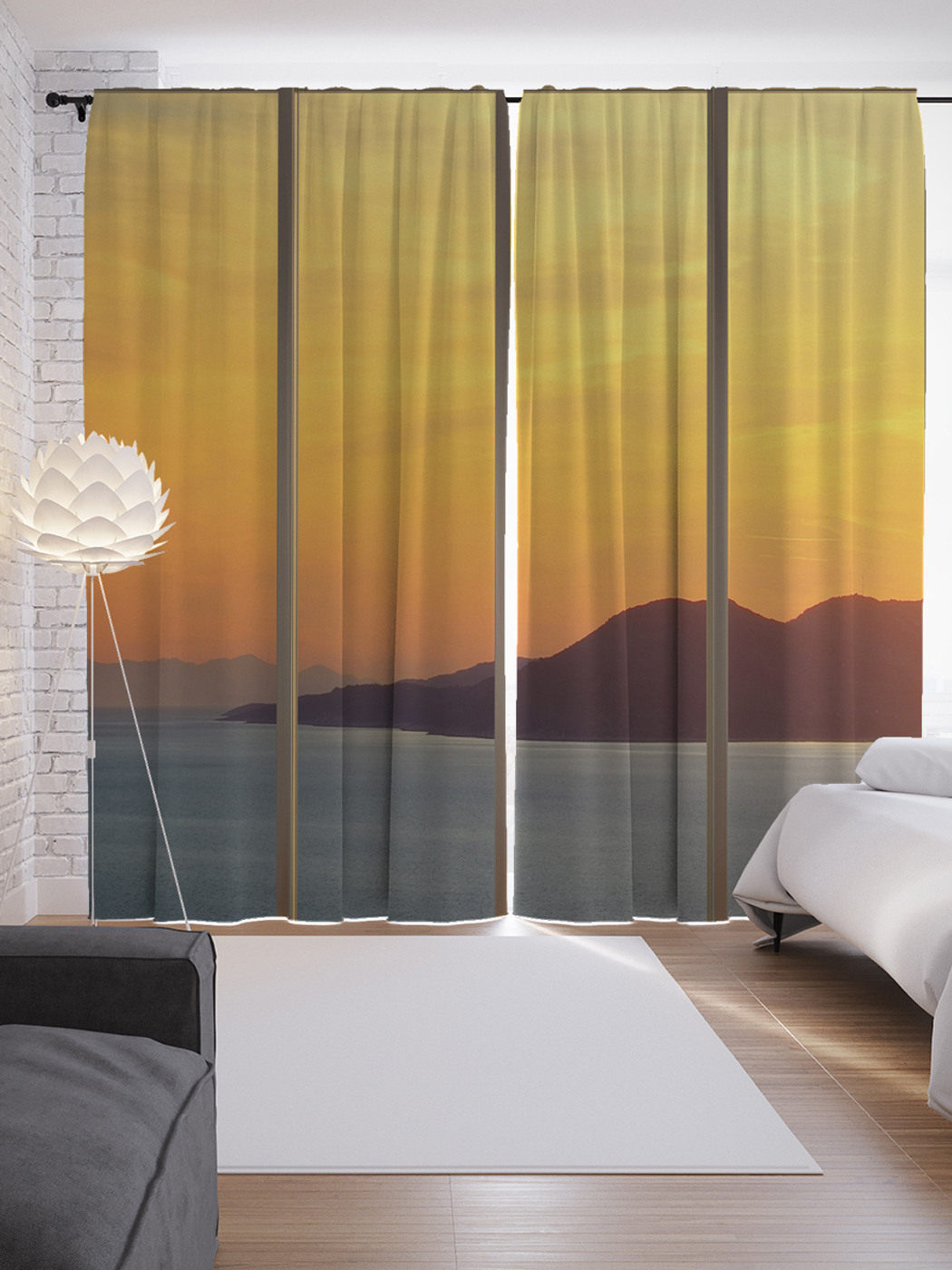 

Шторы JoyArty с фотопечатью "Комфорт у моря" из сатена, 290х265 см, Комфорт у моря