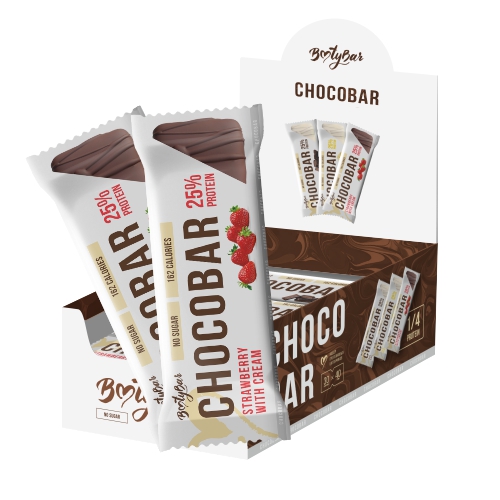 фото Протеиновый батончик глазированный bootybar chocobar клубника со сливками 30 шт., 40 г