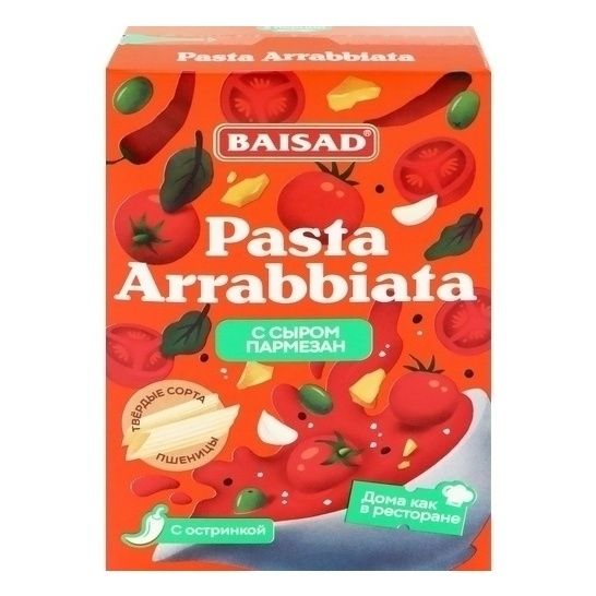 

Макаронные изделия Baisad Pasta Arrabiatta перья с томатно-сырным соусом арабьята 270 г