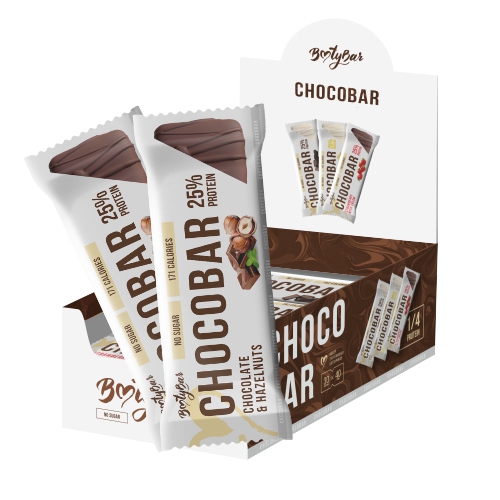 фото Протеиновый батончик глазированный bootybar chocobar "шоколад и фундук" (30 шт. по 40 г)