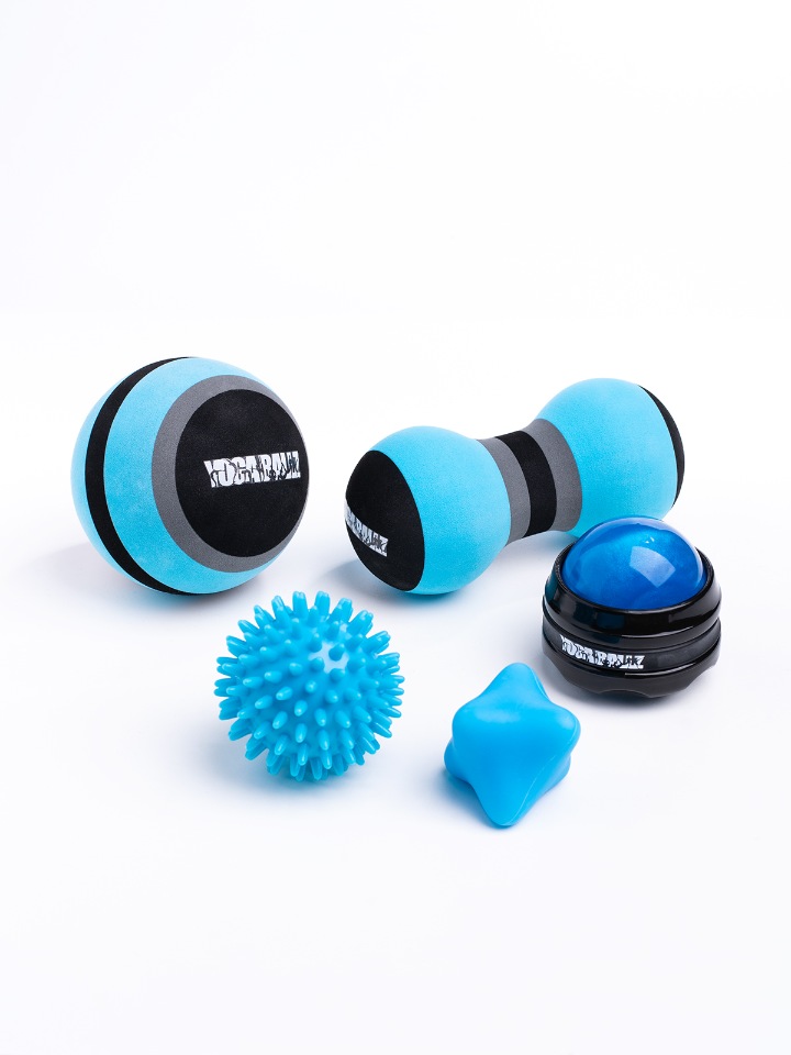 фото Набор из 5 массажных мячей для мфр, фитнеса и йоги yogaballz голубой