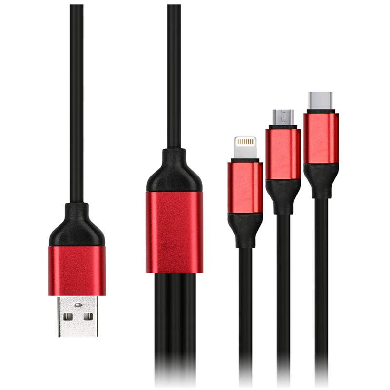 Кабель SmartBuy USB - Type-C / Micro USB / Lightning вилка-вилка м (iK-312QBOMB black)