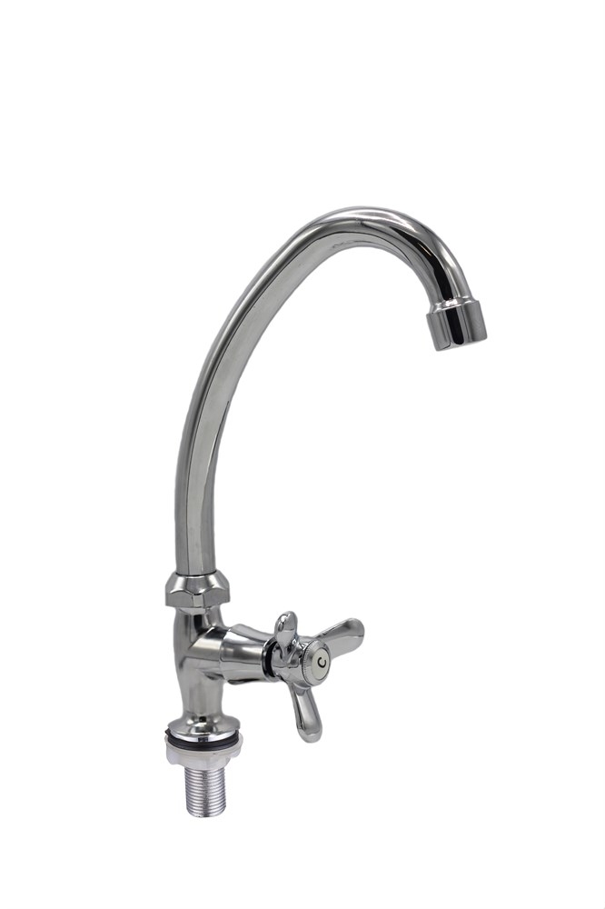 

Смеситель эконом моно для холодной воды, гайка, резин. кран-букса 1/2", (шт.), Серебристый